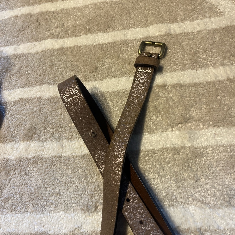 Brown Patterned Belt with Gold Buckle